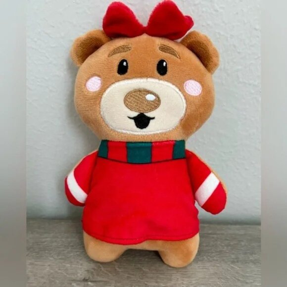 Merry Bright Fancy Holiday Bear Small Dog Toy Grunter Squeaker, Dog's Love Sound - Picture 1 of 2